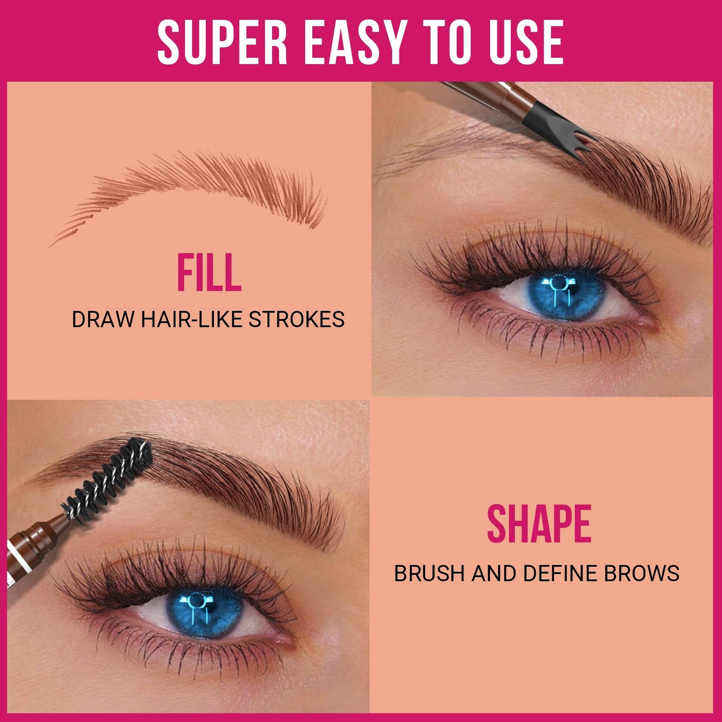 iMethod Microblading Eyebrow Pen - Eyebrow Pencil 2-in-1 Dual-Ended Eye Brow Pencils for Women with 3-Fork-Tip and Spoolie Brush Create Natural Hair-Like Defined Brows, Last All-Day, Dark Brown