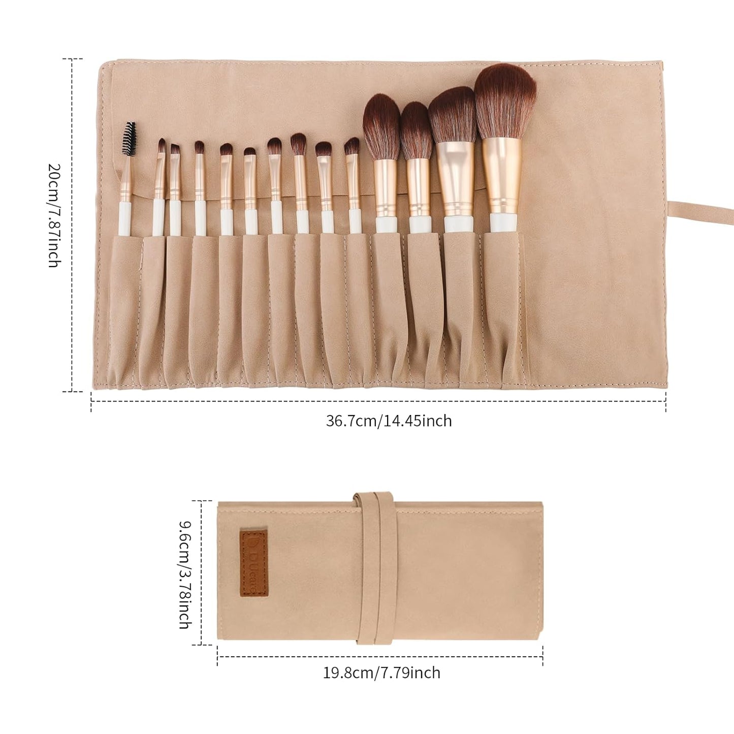 Makeup Brushes Set - 14Pcs Professional Synthetic Brush Kit for Blush, Foundation, Eyeshadow | Includes Makeup Bag, White