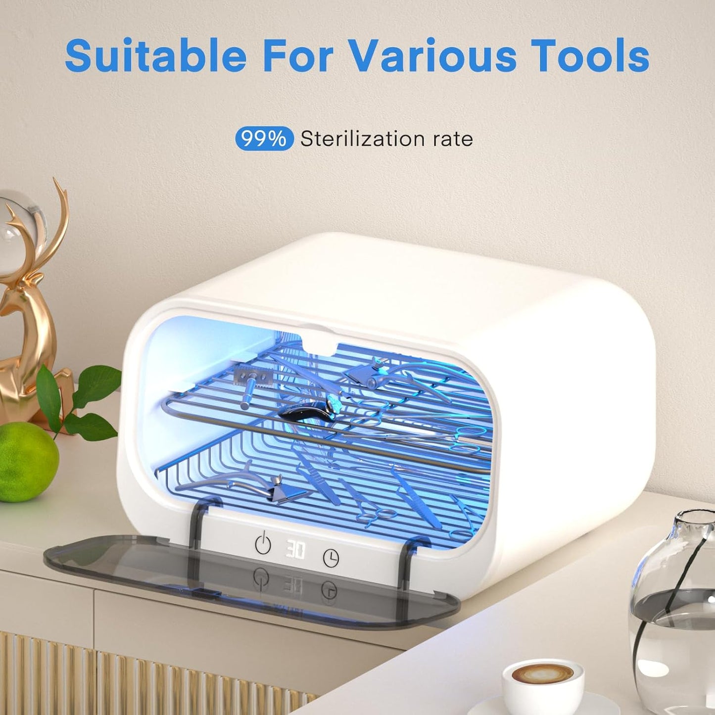 Yofuly Sterilizer - 12L Double-Layer Nail Tool Cleaner | Multi-Functional Cleaning Cabinet for Salons & Home Use