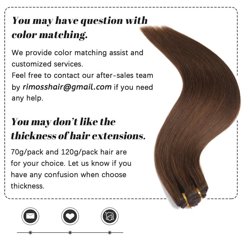 Rimoss Clip in Hair Extensions Real Human Hair - Chocolate Brown Color, 16 Inch 7pcs - Soft Remy Hair Extensions Real Human Hair Clip ins Straight for Women (#4 16 Inch)