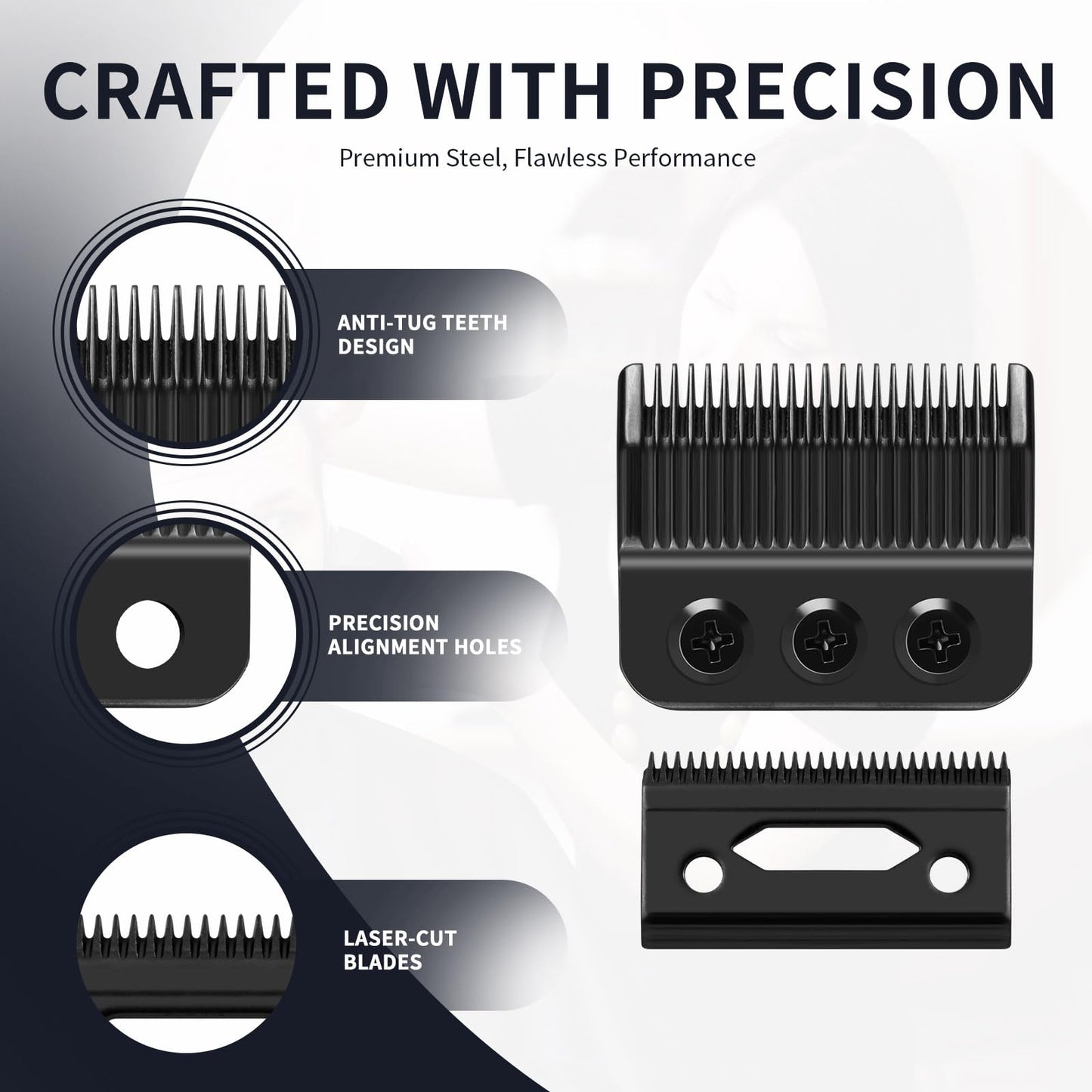 Professional 3 Hole Standard Clipper Replacement Blade Compatible with Wahl De*igner, Se*ior, Cordless De*igner, and Pilot clippers (Black) (2 Pack)