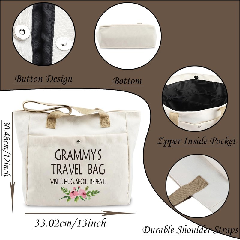 WCGXKO Grammy Mother’s Day Gift Grandma Birthday Gift Tote Bag Travel Bag For Grammy (MMY TB)