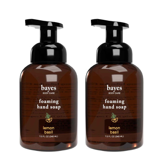 Bayes Foaming Hand Soap - Aromatic and Nourishing Hand Wash, Infused with Essential Oils - USDA Certified Biobased - 11.5 Ounce, Lemon Basil, 2 Pack