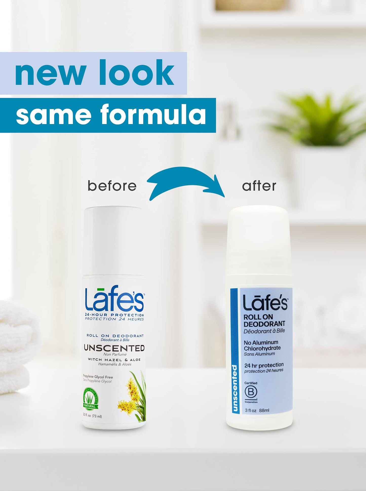 Lafe's Natural Deodorant | 3oz Roll-On Aluminum Free Natural Deodorant for Men & Women | Paraben Free & Baking Soda Free with 24-Hour Protection | Unscented | 6 Pack