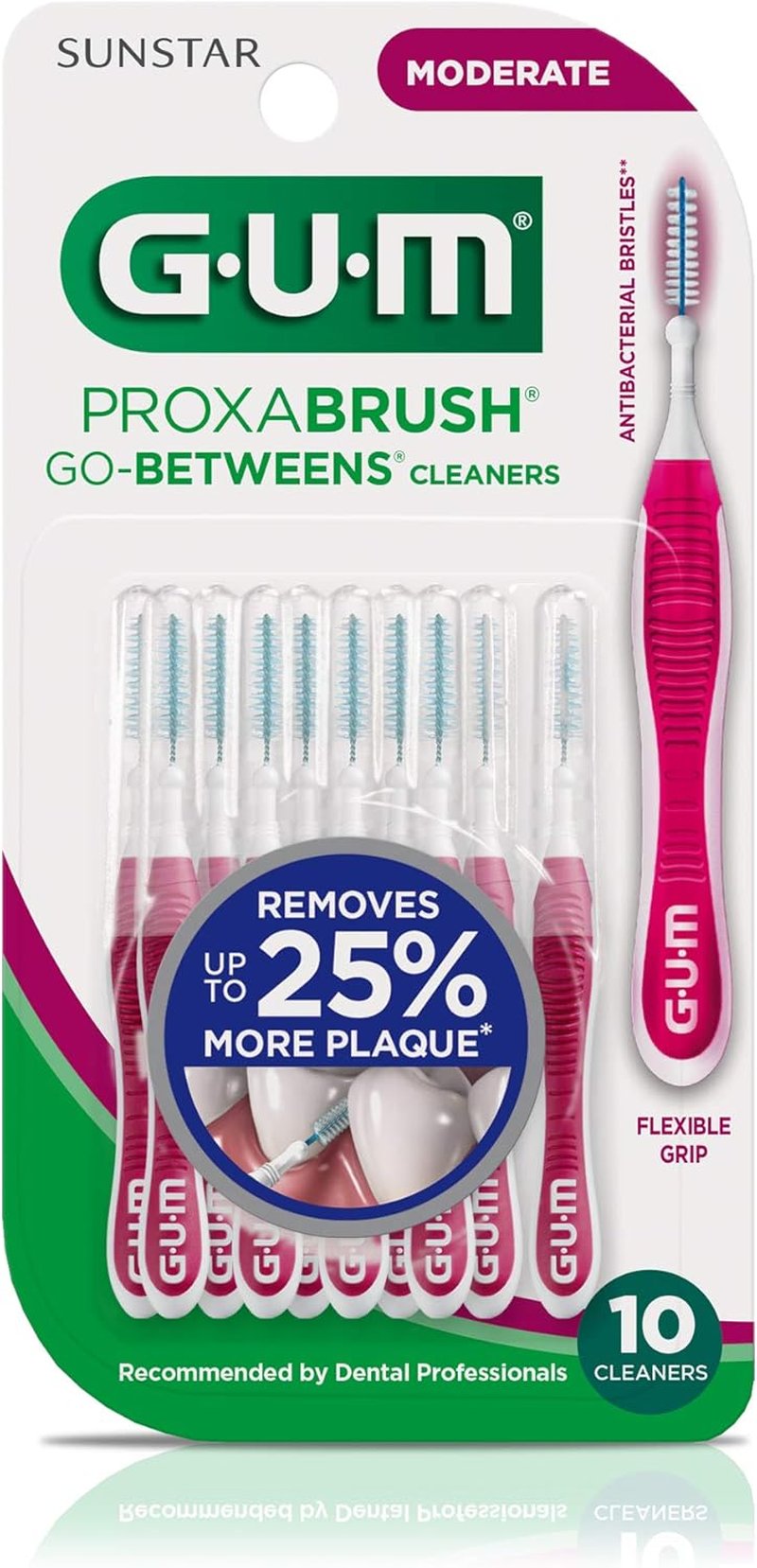 GUM Proxabrush Interdental Brushes - Soft Bristle Dental Picks for Plaque Removal | 10 Count (Pack of 6)