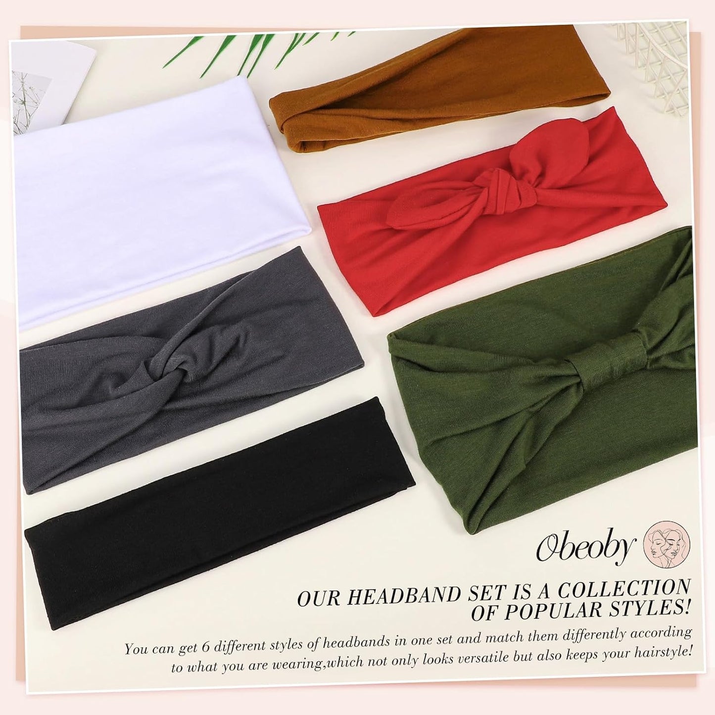 Boho Headbands for Women, 6 Pack Wide Headband Non Slip for Women's Hair Multi Styles Hair Bands for Summer