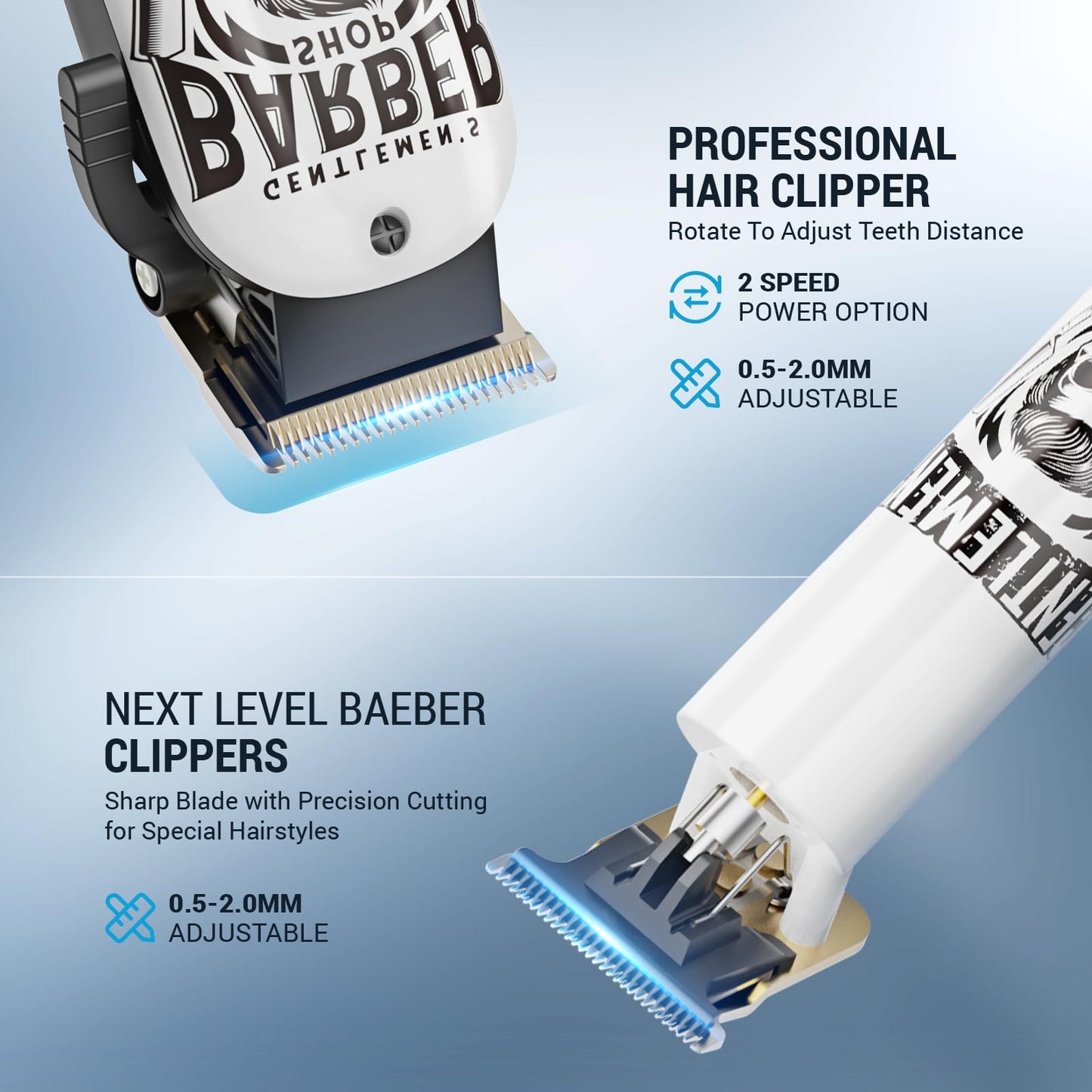 BESTBOMG® Hair Clippers for Men Professional, Hair Clipper, Beard Trimmer & Electric Shaver Kit, Zero-Gapped T-Blade Barber Grooming Kit, LED Display, Rechargeable, Gifts for Men