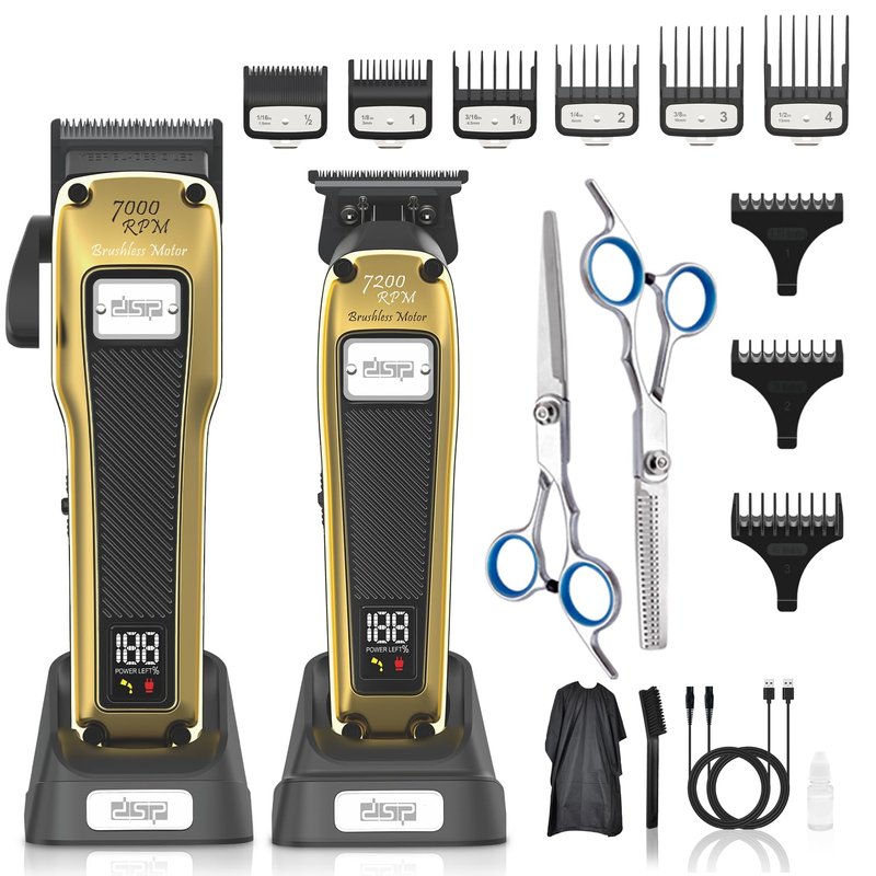 DSP Professional Barber Clipper Cordless, Hair Clipper for Men, Powerful Clipper, BLDC Motor & DLC Coated Detachable Blade with Charging Base