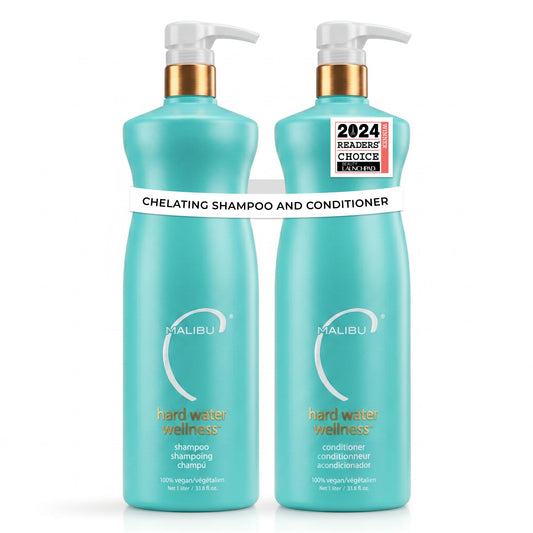 Malibu C Hard Water Wellness Shampoo and Conditioner Duo - Hydrating Hair Care for Shine & Manageability - Protects from Waterborne Elements That Cause Dry, Damaged Hair (33.8oz)