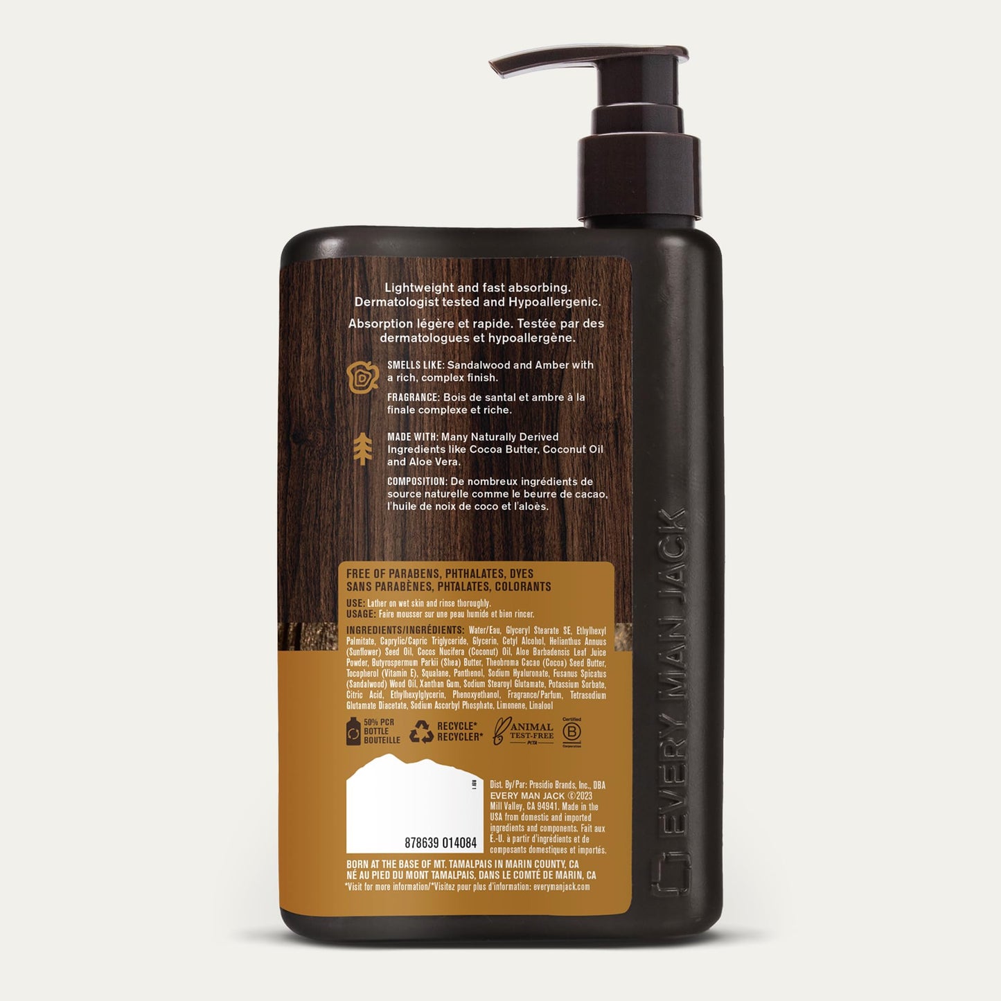 Every Man Jack Mens Amber + Sandalwood Hand & Body Lotion for All Skin Types - Dermatologist Tested & Hypoallergenic - Nourish Skin with Lightweight Fast Absorbing Lotion - 13.5oz (2 Pack)