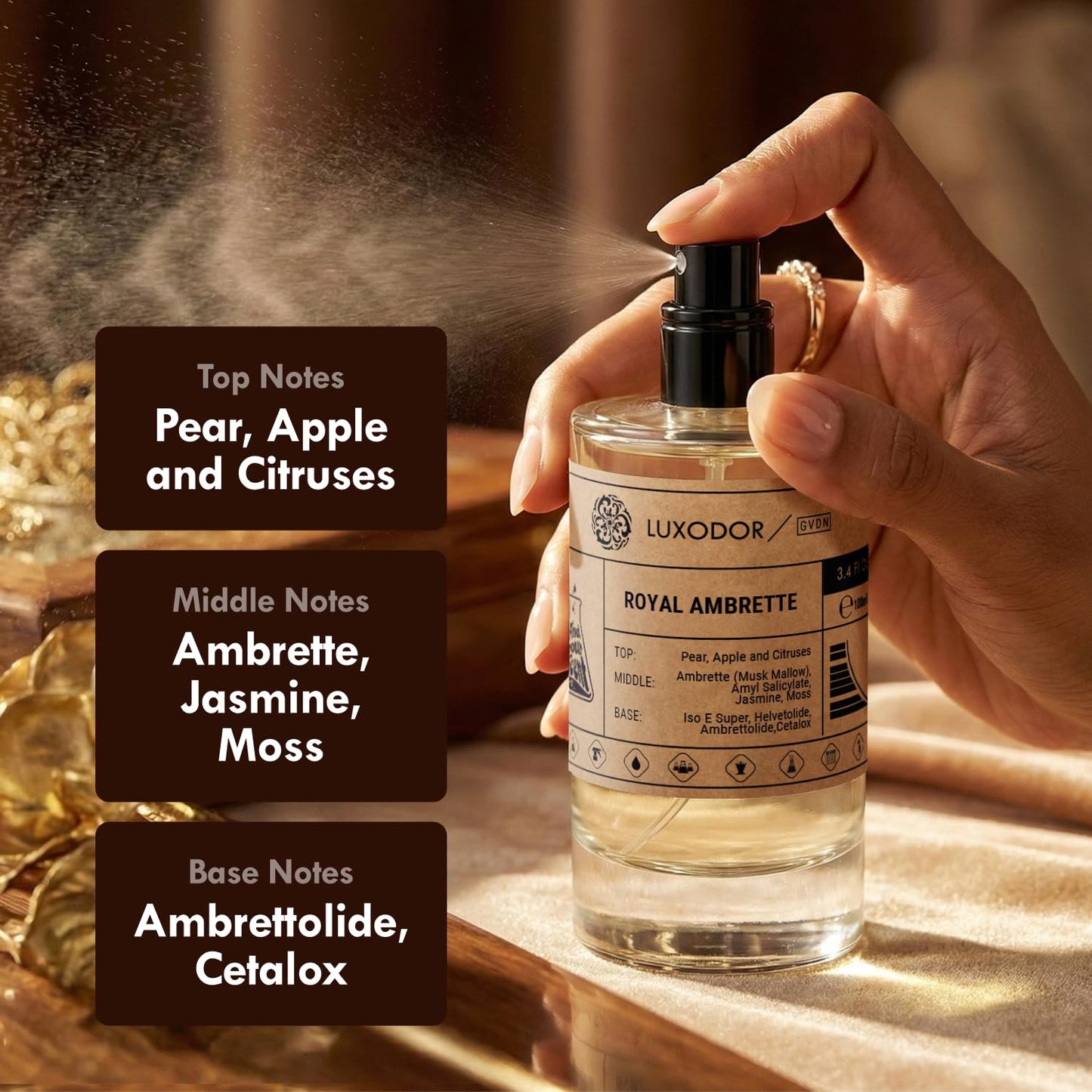 Luxodor Inspired by L.e L.ab’o Another 13 Eau De Parfum – Royal Ambrette Perfume 3.4 fl oz (100ml) with Concentrated Oil 10 ml– Unisex Perfume for Women & Men, Long Lasting Fragrance