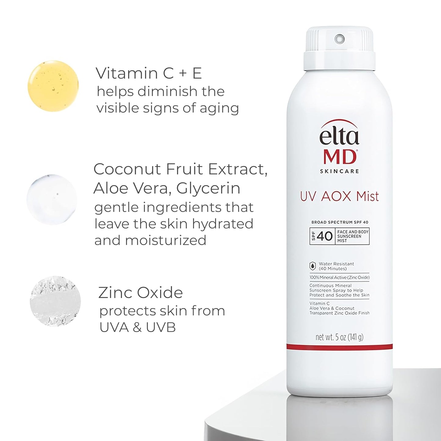 EltaMD UV AOX Mist - Hydrating Mineral Sunscreen Spray for All Skin Types | 3 oz