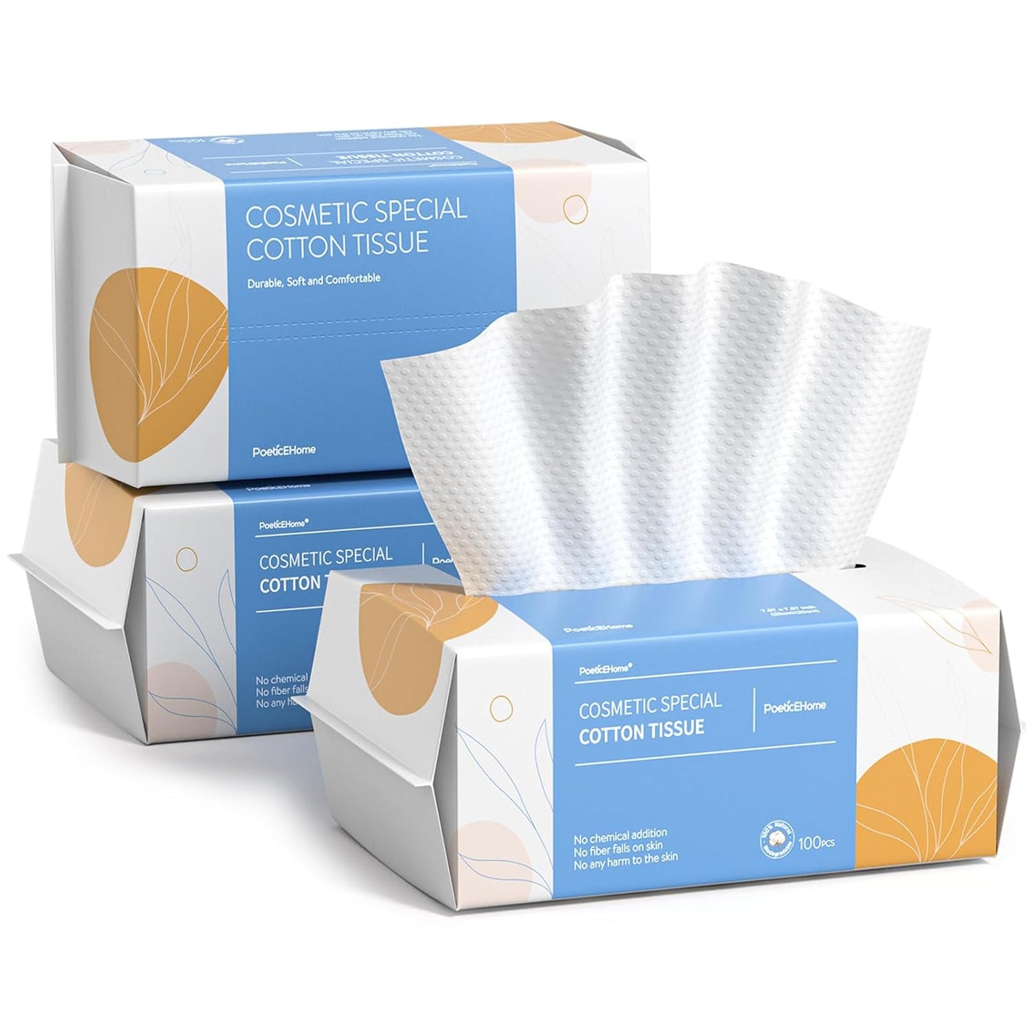 Soft Cotton Tissue Face Towels - Disposable Cleansing Cloths for Sensitive Skin | 3 Pack (300 Count)