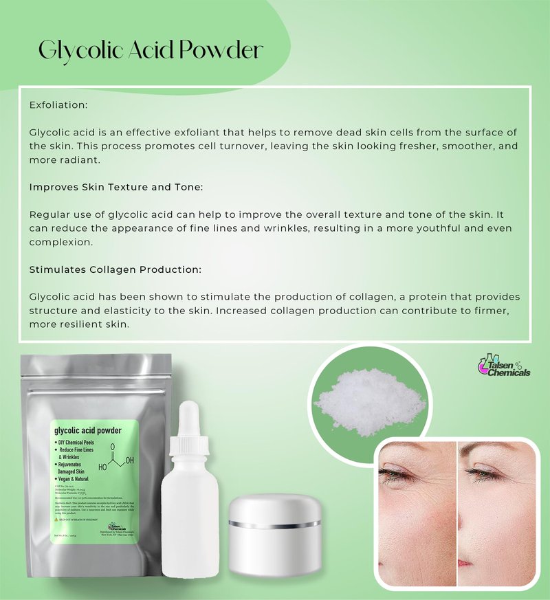 Talsen Chemicals Glycolic Acid Powder DIY Glycolic Crystal Powder is Pure, DIY (8 Oz/226 grams) for Glycolic Acid Face Wash, Glycolic Acid Lotion