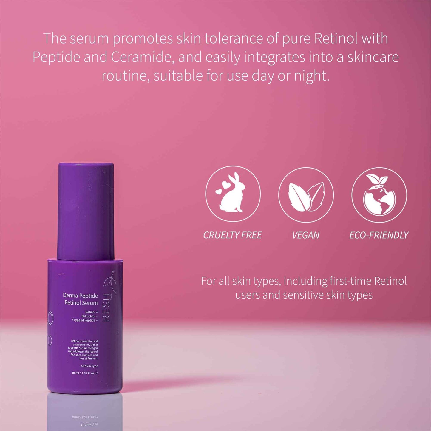 Retinol for Face – 30ml Anti-Aging with 1% Bakuchiol, 7 Peptides & Niacinamide – Hydrating Serum for Wrinkles, Fine Lines, Dark Spots & Skin Firmness