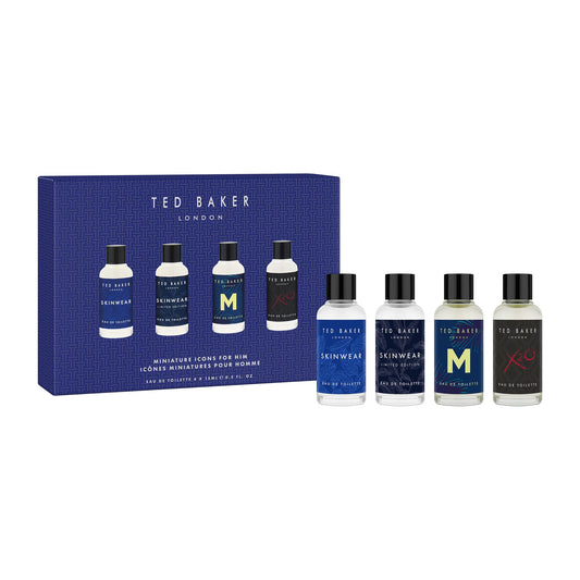 Ted Baker Mini Cologne Gift Set for Him Mini Eau de Toilette: Skinwear, Skinwear Limited Edition, M, X2O, Travel Friendly Men’s Fragrance Collection Great Gift Idea For Men 4 x 0.51 fl oz