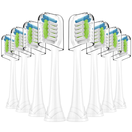 Replacement Brush Heads Compatible with Philips SoniCare Electric Toothbrushes, Dupont Bristles for Effective Cleaning, Click-on System, 8 Pack, White