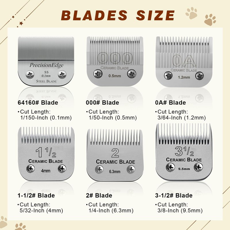 0A Professional Detachable Replacement Ceramic Blades. Compatible with Oster Classic 76/Power Pro/Power-Teq/Star-Teq Clipper. Compatible with Ainds Clippers. Size: 0A, 3/64" Cut Length.