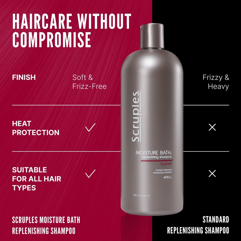 Scruples Moisture Bath Hair Shampoo for Men & Women - Moisturizing Shampoo for Dry, Brittle & Coarse Hair - Helps Restore Shine & Elasticity (33.8 Fl oz)