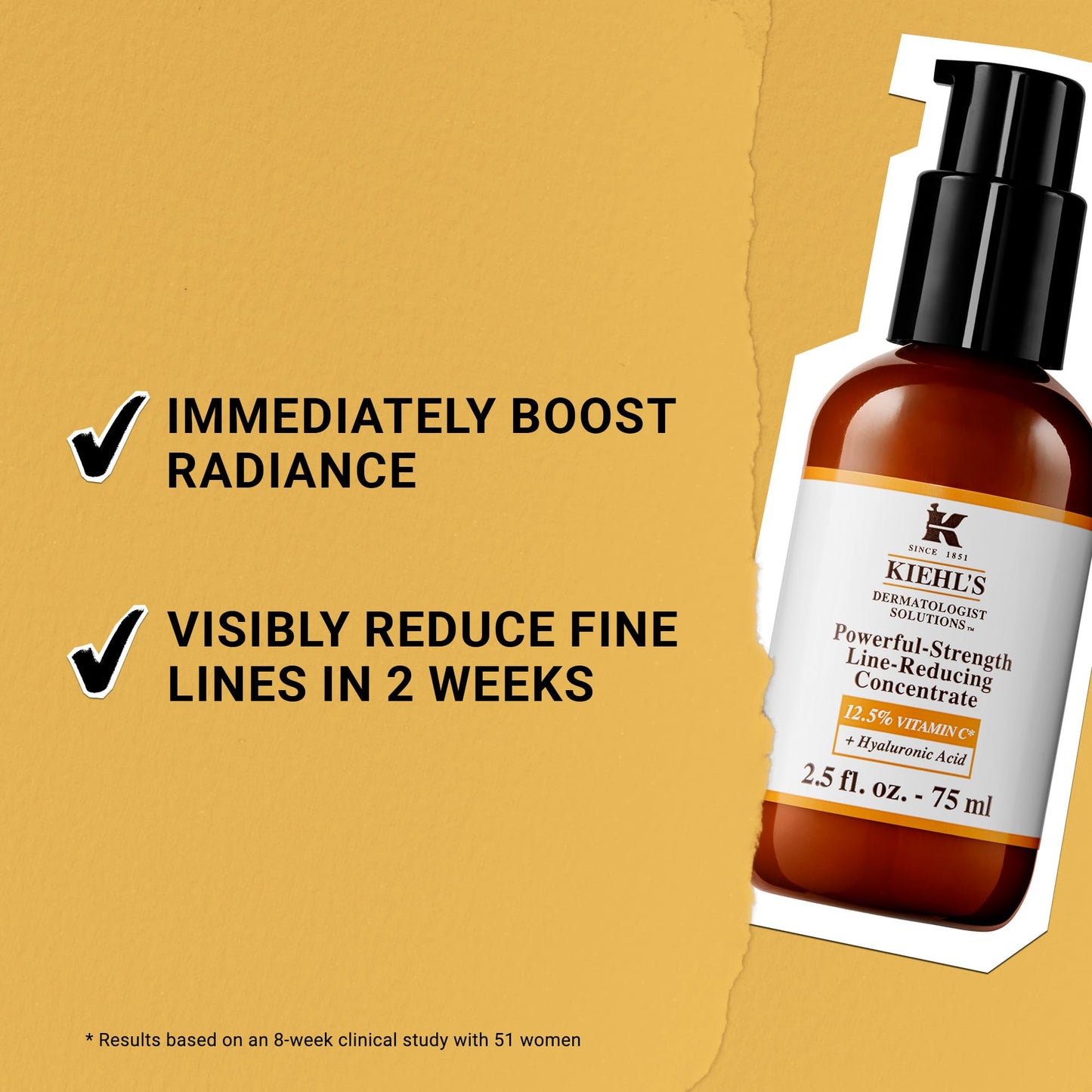Kiehl's Powerful-Strength Vitamin C Face Serum, Lightweight Vitamin C Serum with Hyaluronic Acid, Improves Skin Texture, Boosts Radiance, & Reduces Fine Lines & Deep-Set Wrinkles, For All Skin Types