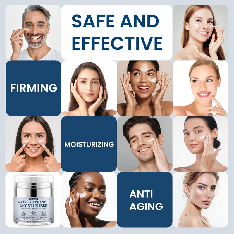 Retinol Collagen Anti-Aging Cream for Face Neck Tightening Moisturizing Skin Cream with Hyaluronic Acid Day Night Wrinkle Facial Moisturizer for All Skin Types 1.7 fl oz Each Set of 2