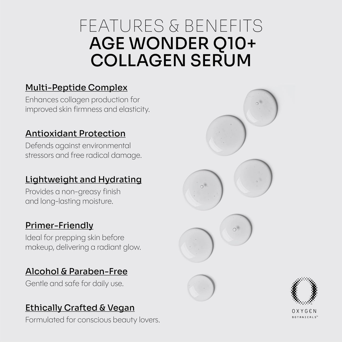 Oxygen Botanicals Age Wonder Q10+Collagen Serum-cell renewal, visible rejuvenation, anti-wrinkle, elasticity improvement-30ml (Collagen Serum)
