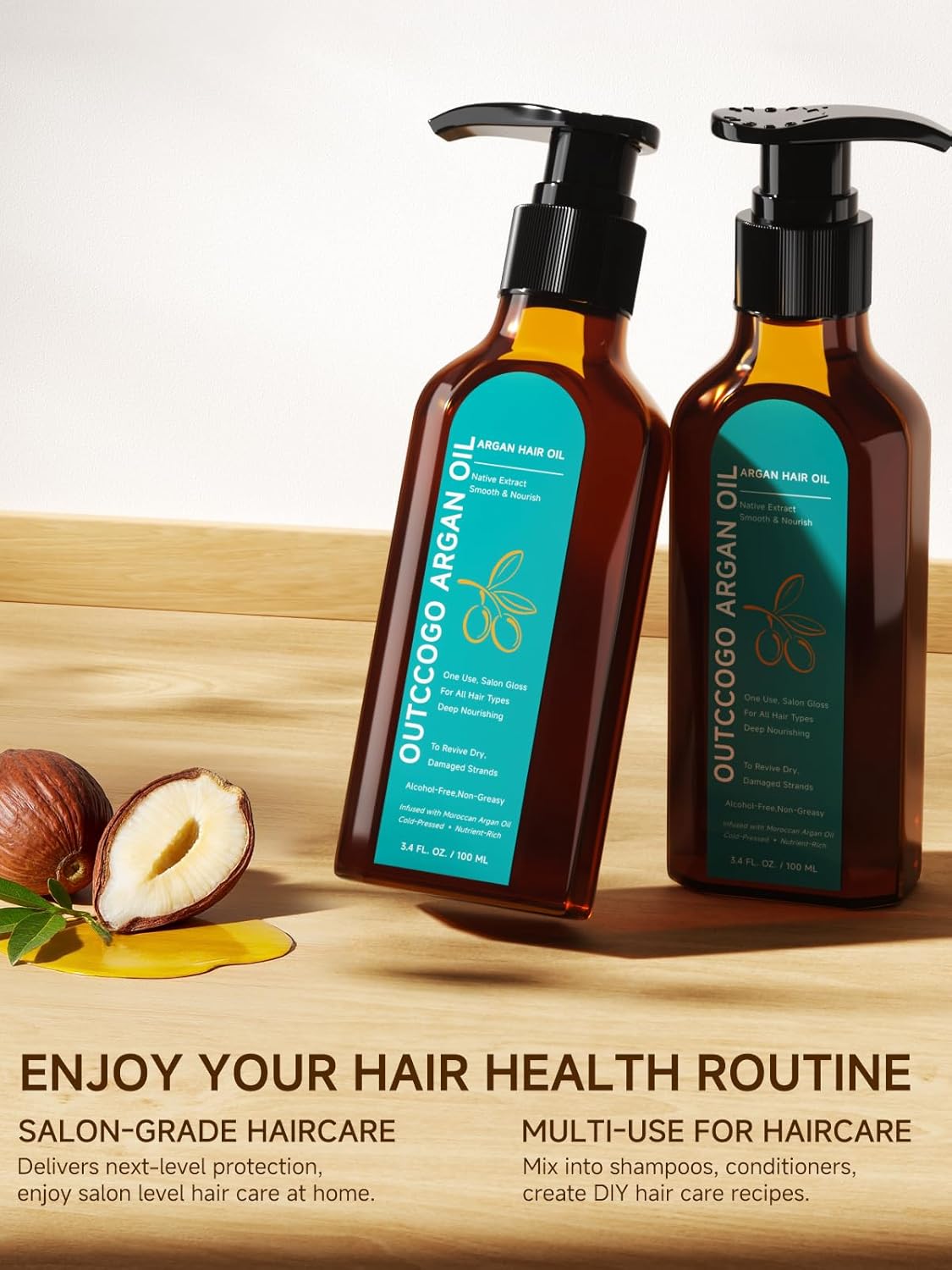 Moroccan Argan Oil Hair Treatment - Nourishing Frizz Control & Heat Protectant | 3.4 Fl Oz