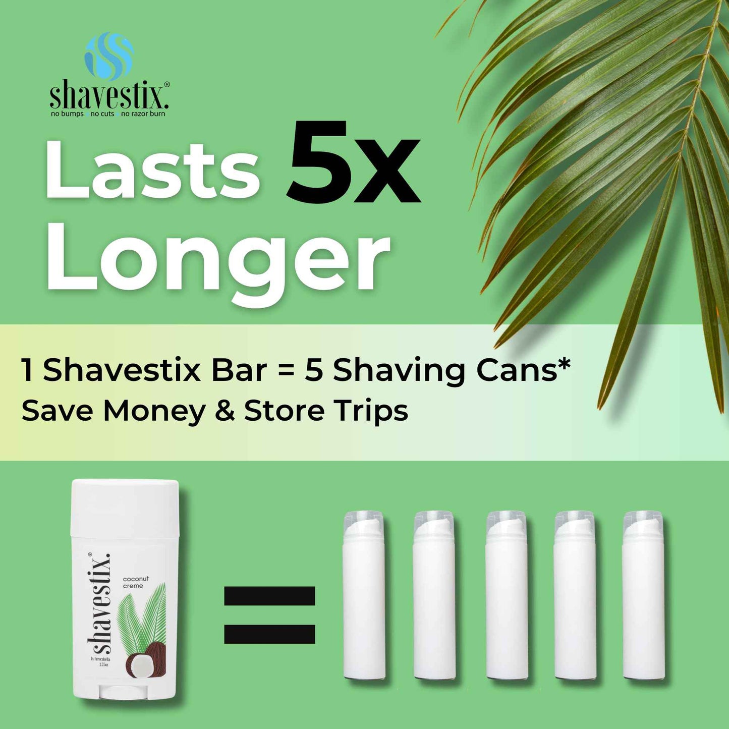 Shavestix Shaving Cream Stick 2.75 Oz - Stocking Stuffers Travel Size Toiletries for Women | 5x Lasting Coconut Milk Shave Stick Roll on for All Skins | Razor Friendly Unisex Hair Removal Cream Bar