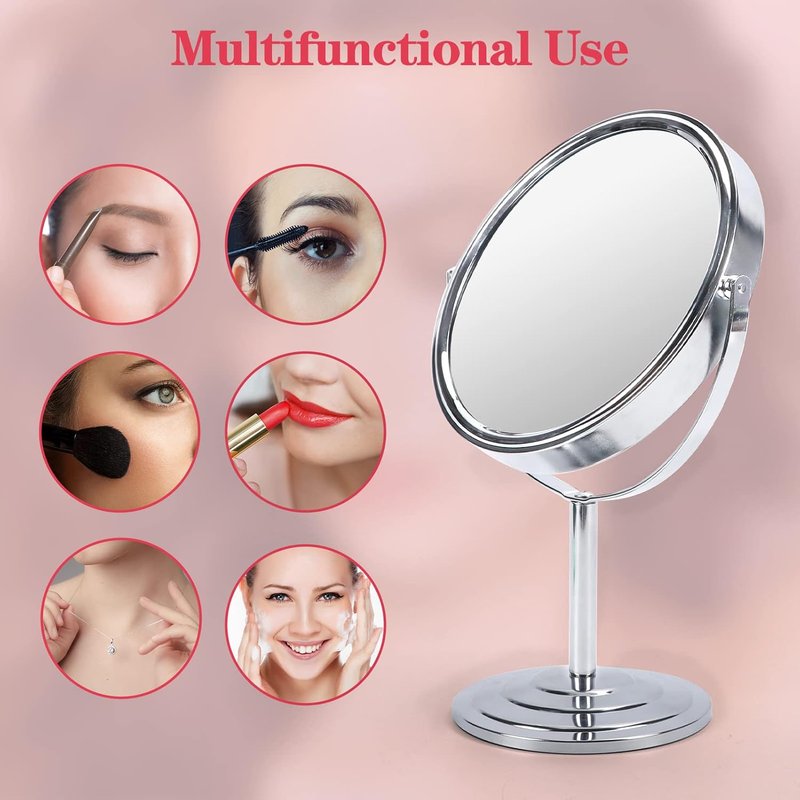 10X Magnifying Makeup Mirror - 8 Inch Double-Sided Swivel Desk Mirror | 1X/10X Magnification for Dresser & Bathroom
