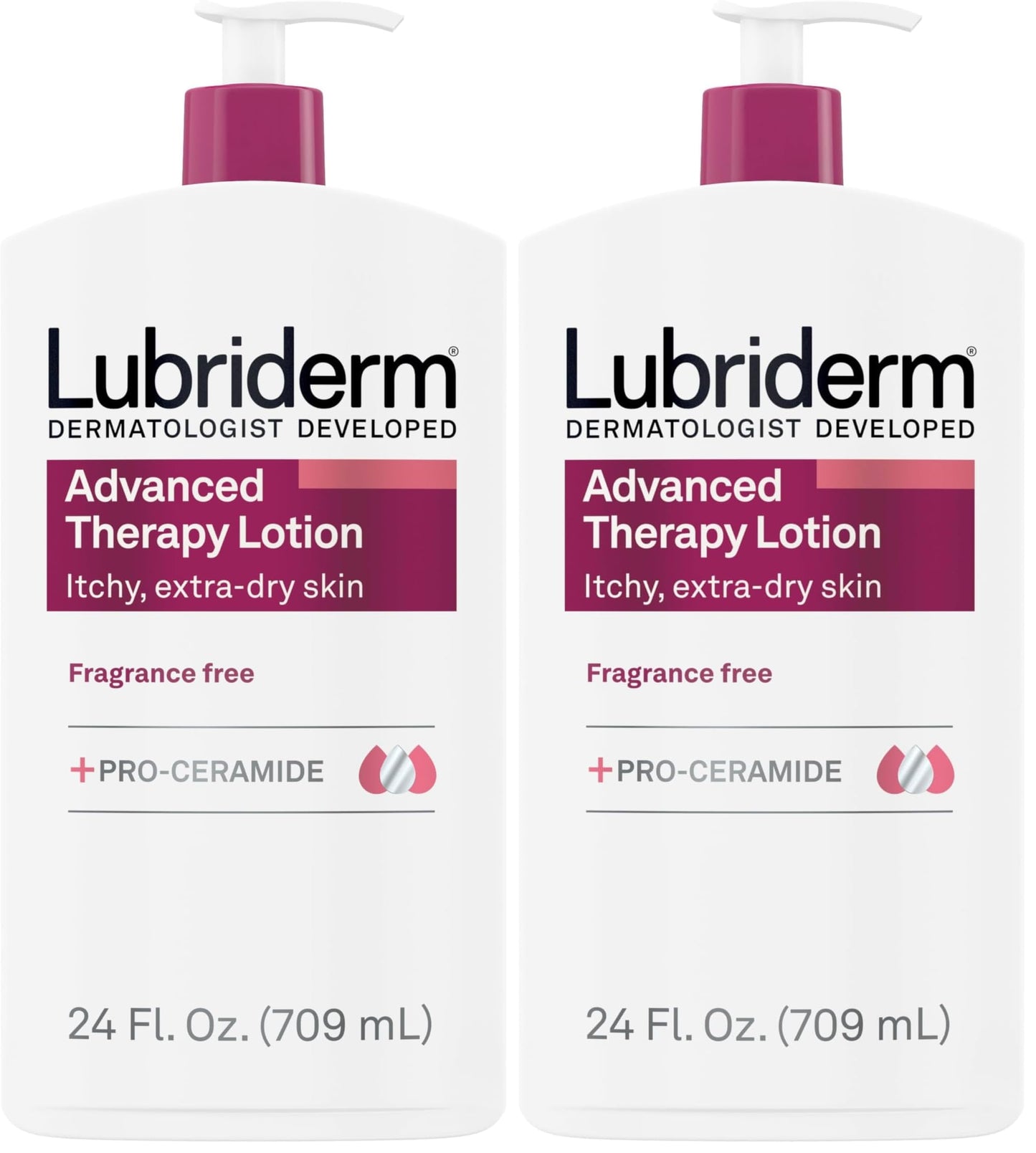 Lubriderm Advanced Therapy Moisturizing Lotion with Vitamins E and B5, Deep Hydration for Extra Dry Skin, Non-Greasy Formula, 24 fl. oz (Pack of 2)