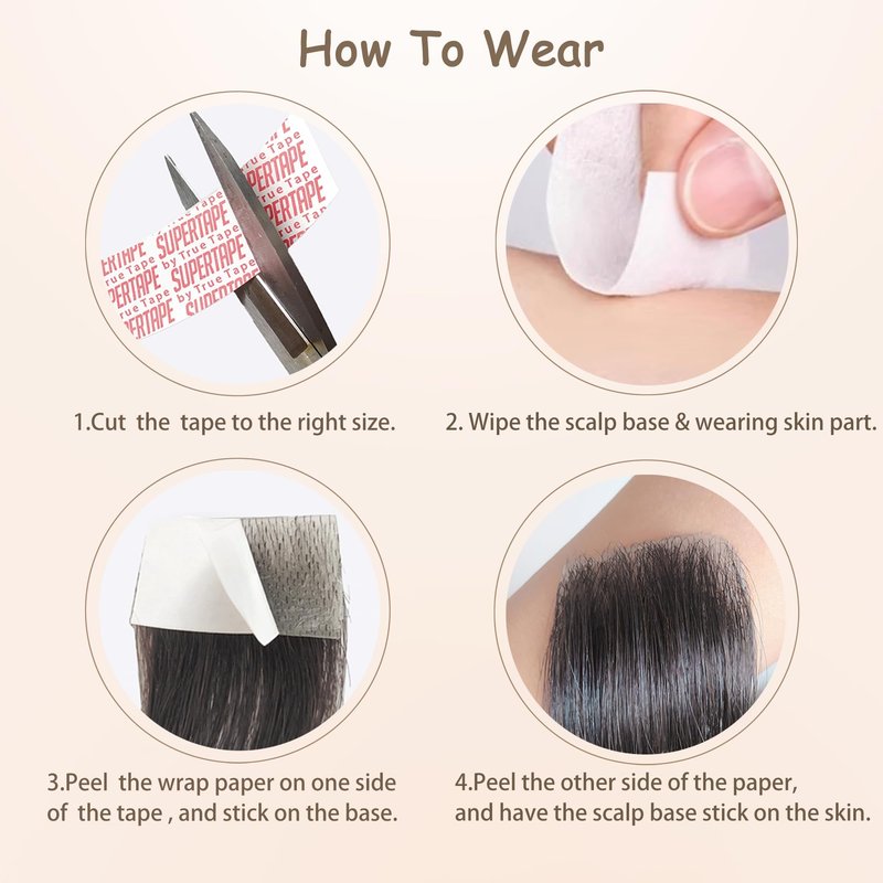 viviaBella human hair hairloss on temples bald spot toupee scar human hair replacement hairline straight Tape-on Triangle hair patch for men and women（2Pcs） (Dark Brown, about 1"*1"*1")