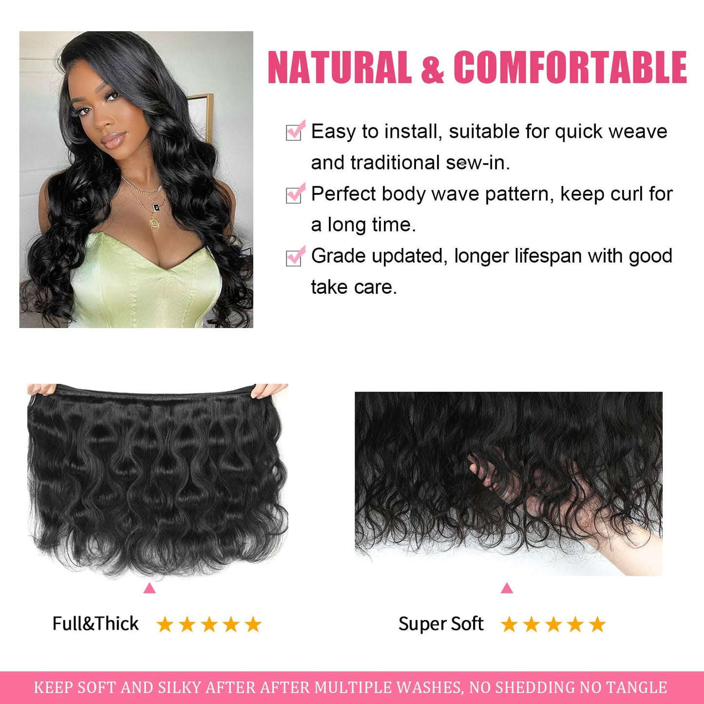 Human Hair Bundles 18 Inch Body Wave Bundles Human Hair 100% Unprocessed 12A Brazilian Raw Virgin Hair Single One Bundle Real Human Hair Extensions Natural Color