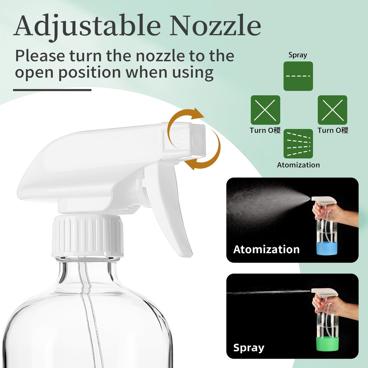 GIVAMEIHF 16oz Clear Glass Spray Bottles,6 Pack Glass Spray Bottles Refillable Empty Bottle with Adjustable Nozzle,Spray Bottle for Essential Oils,Cleaning,Pets,Hair Mister