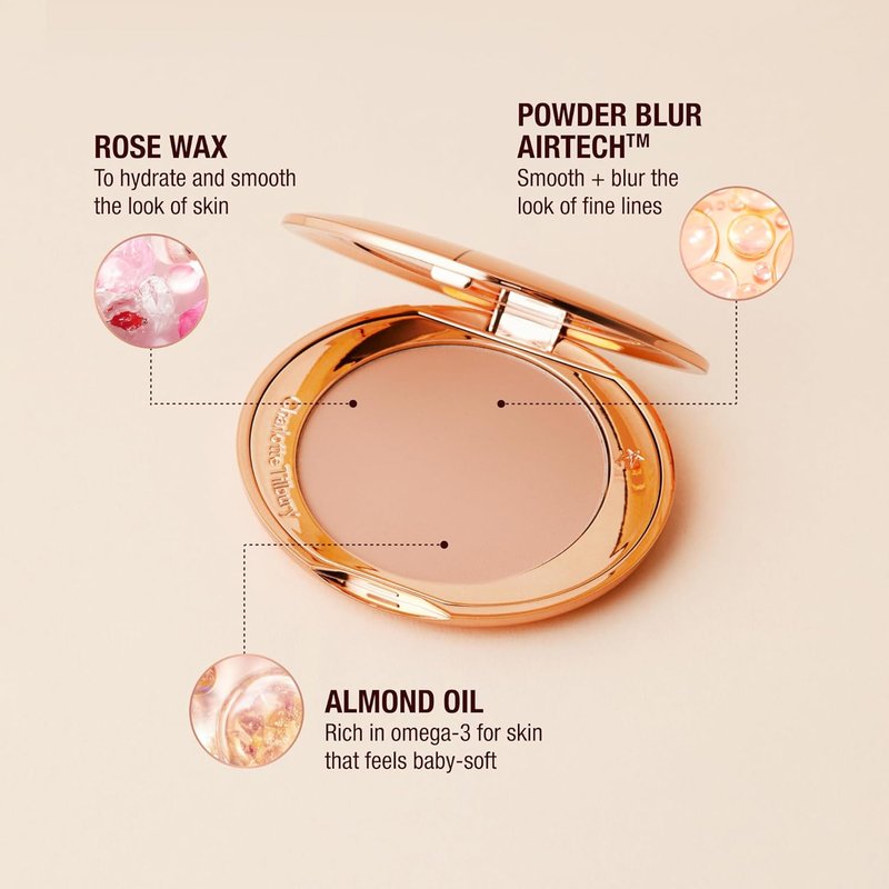 Charlotte Tilbury Airbrush Flawless Finish Setting Powder - Pore-Blurring Face Powder for Shine Control | Soft-Focus Finish