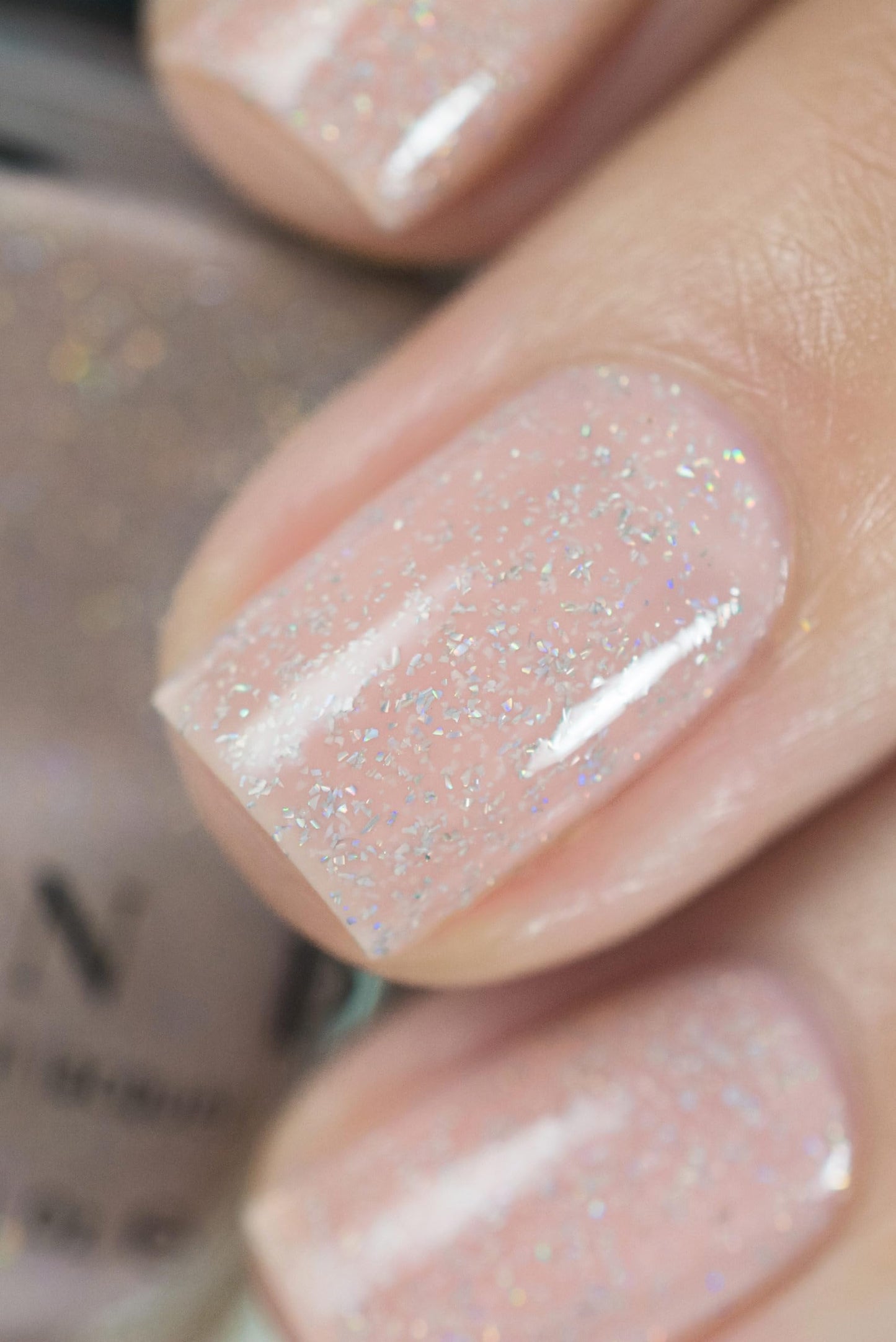 ILNP Birthday Suit - Cashmere Pink Holographic Nail Polish, Sparkly Neutral Nude, Chip Resistant Manicure, Non-Toxic, Vegan, Cruelty Free, Non-Gel