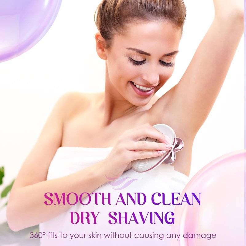 Electric Razors for Women Legs - Painless Body Shavers for Sensitive Skin - 5 in 1 Cordless Lady Trimmer for Women's Leg, Bikini and Face - Waterproof Wet/Dry Remover, Rechargeable, Fuchsia