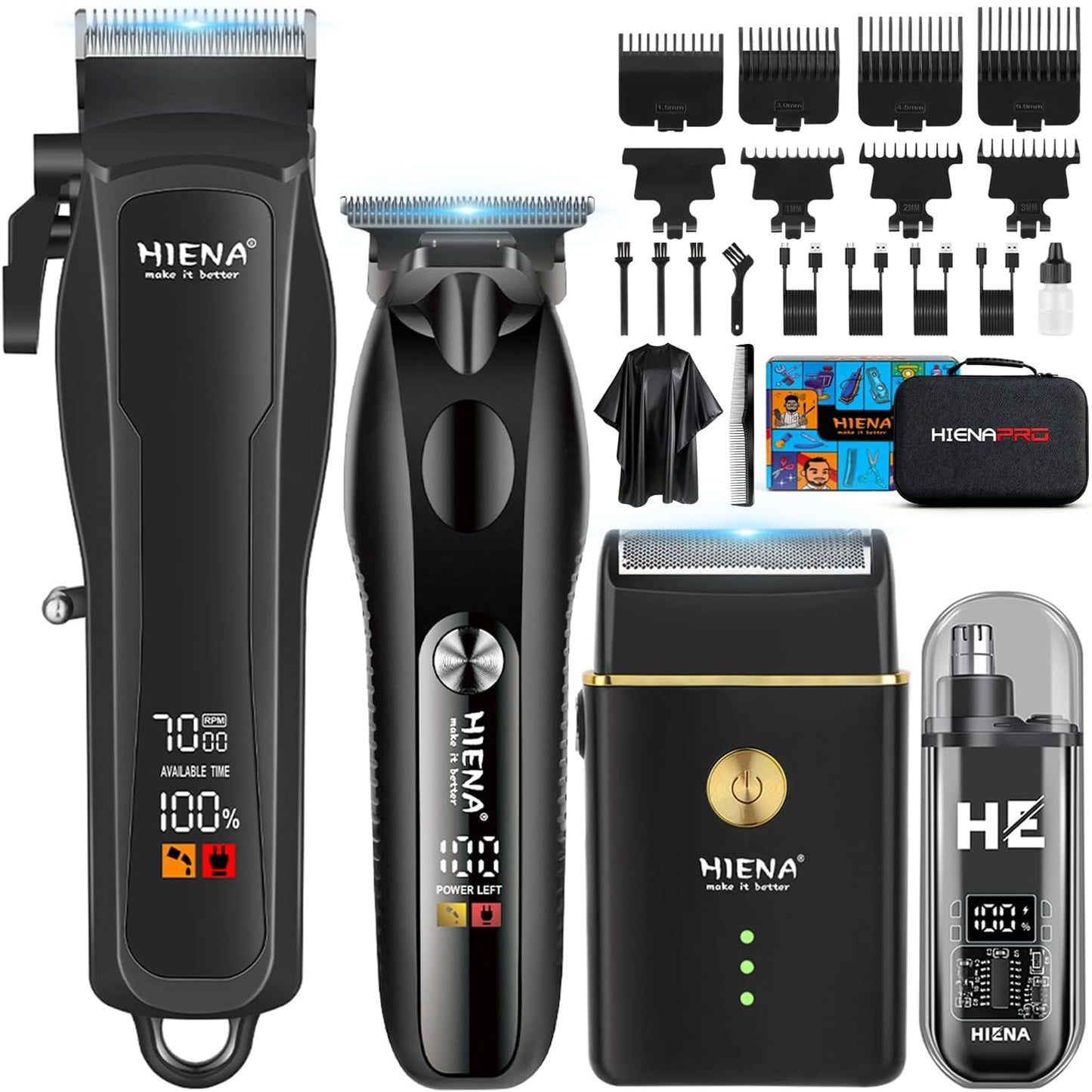 Professional Hair Clippers for Men - Cordless T-Blade Beard & Hair Trimmer Set | LED Display, Ideal for Home & Barber Use