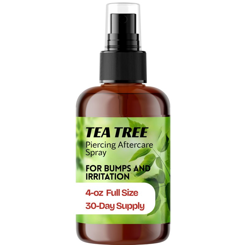 Wacan Tea Tree Piercing Spray for Bumps & Irritation, Alcohol-Free pH-Balanced Cleaner for Ear, Nose, Cartilage & Belly Button Piercings