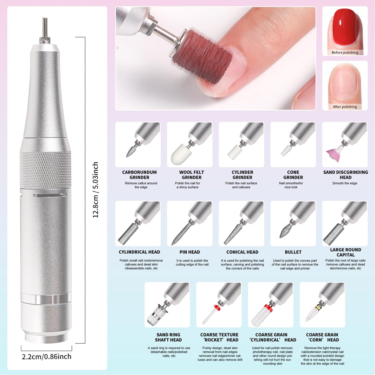 Electric Nail File for Acrylic Nail Kit 45000RPM Electric Pink Nail Drill Professional Manicure Pedicure Set with Nail Drill Kit Bits Efile Cordless for Manicure