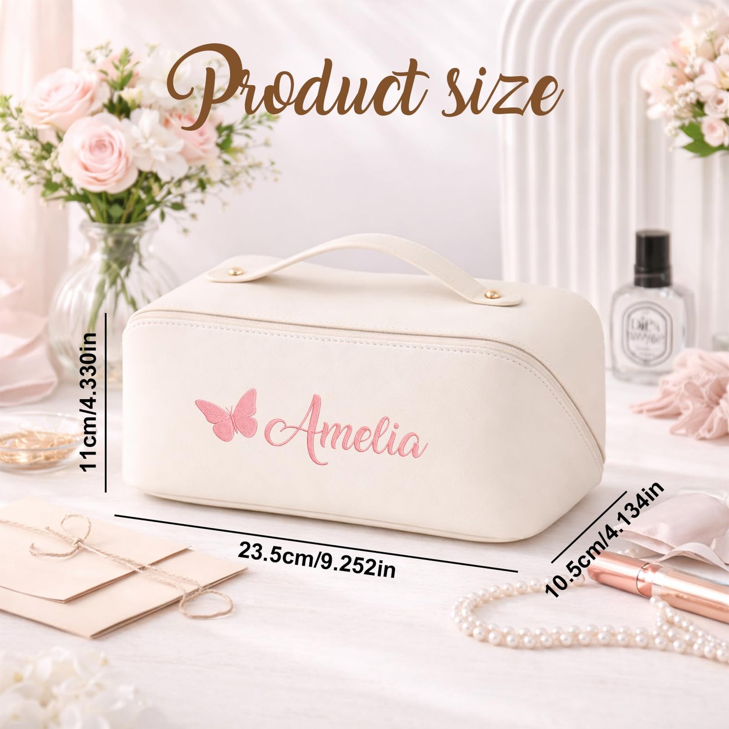 Dyoart Custom Embroidered Name Travel Makeup Bag Gifts for Mothers Day Personalized Large Capacity Cosmetic Bags for Women Customized Toiletry Bag Christmas Birthday Gifts for Girlfriend Wife