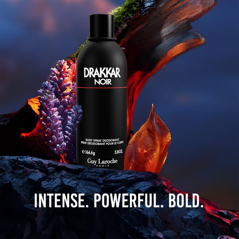 Drakkar Noir Men's Cologne - Intense Body Spray with Fougere Blend & Aromatic Spices | Long-Lasting Fragrance for Day & Evening