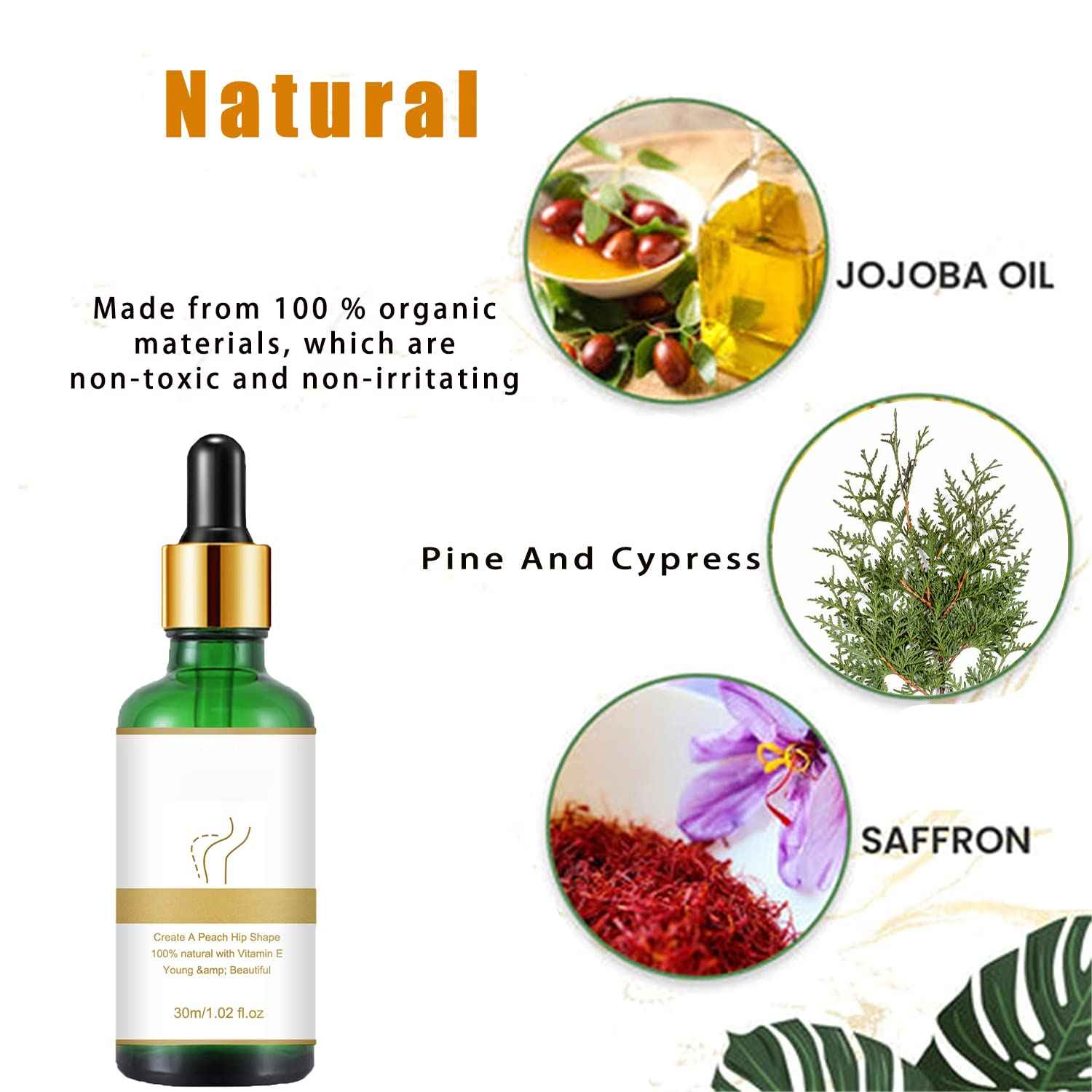 Buttock Lifting Oil, Hip Lift Up Essential Oil, Hip Lifting Essential Oil, Buttocks Essential Essence for Women (30ml-3PCS)