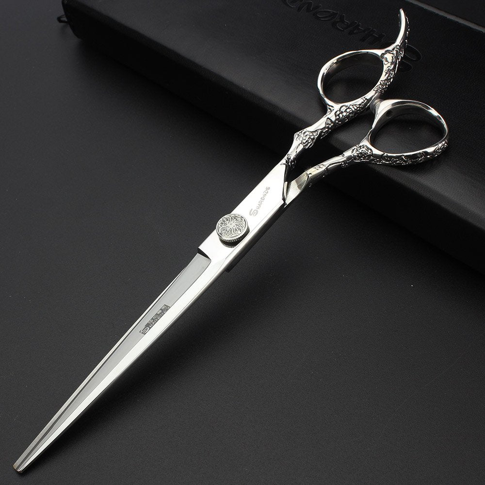 6/7-Inch Professional Hair Scissors Haircut Rose Pattern Hair Scissors Styling Tools Japanese Stainless Steel Scissor Set (7-in cutting scissors)