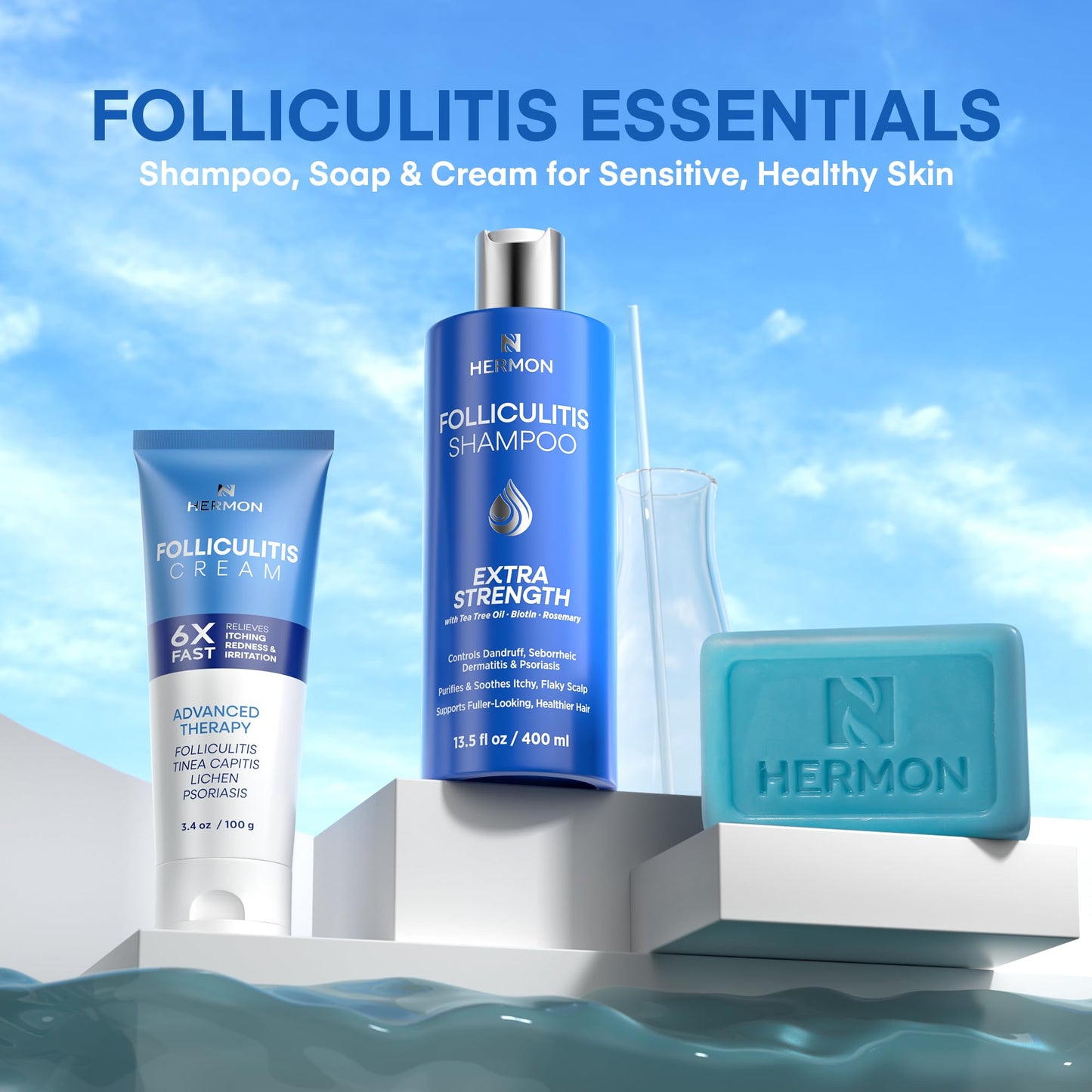 Hermon Folliculitis Treatment (2 Packs Folliculitis Shampoo)