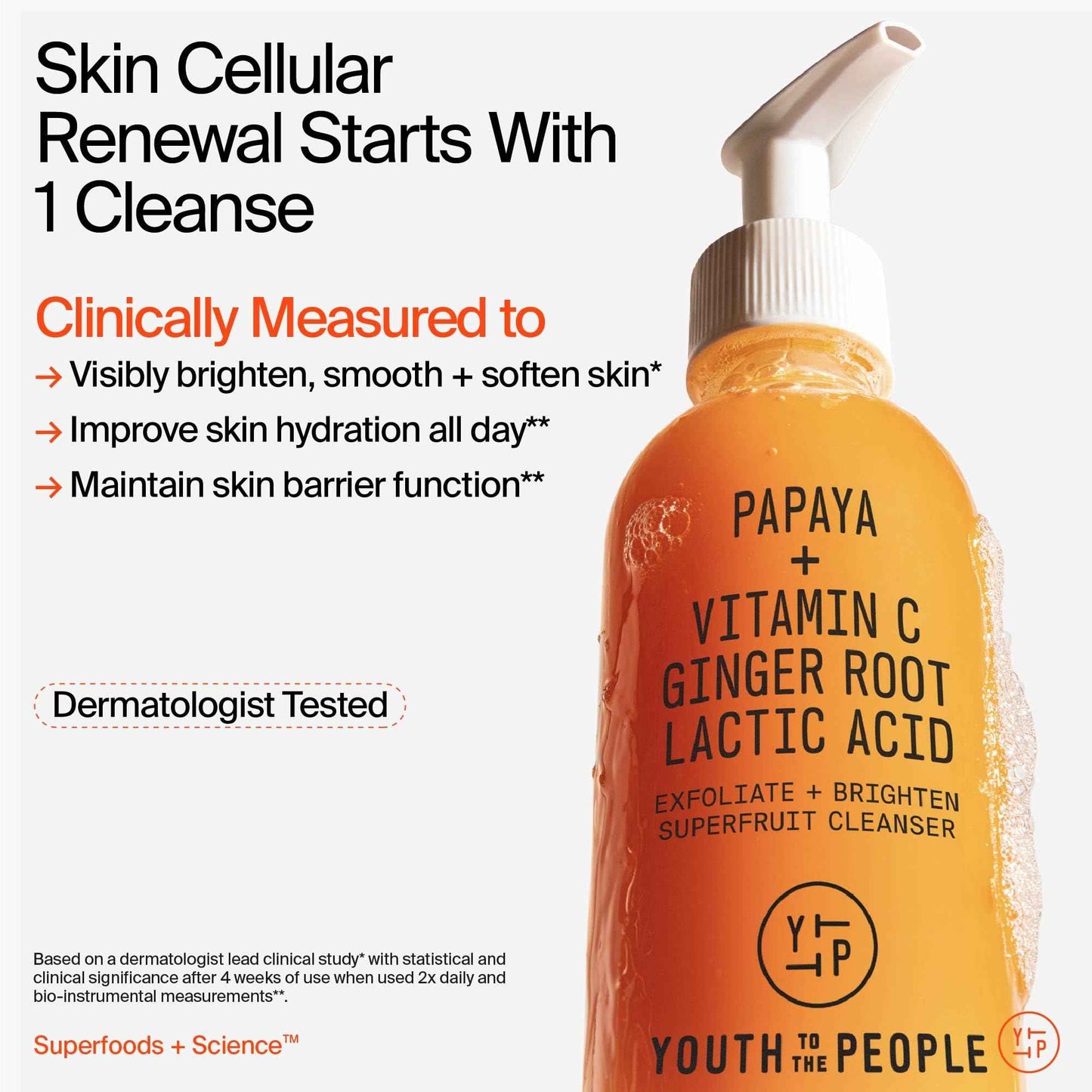 Youth To The People Superfruit Facial Cleanser Travel - Papaya + Vitamin C Exfoliating Face Wash, Cellular Skin Renewal with AHA + BHA, Evens Skin Tone & Texture for Soft + Radiant Skin - 2 fl oz