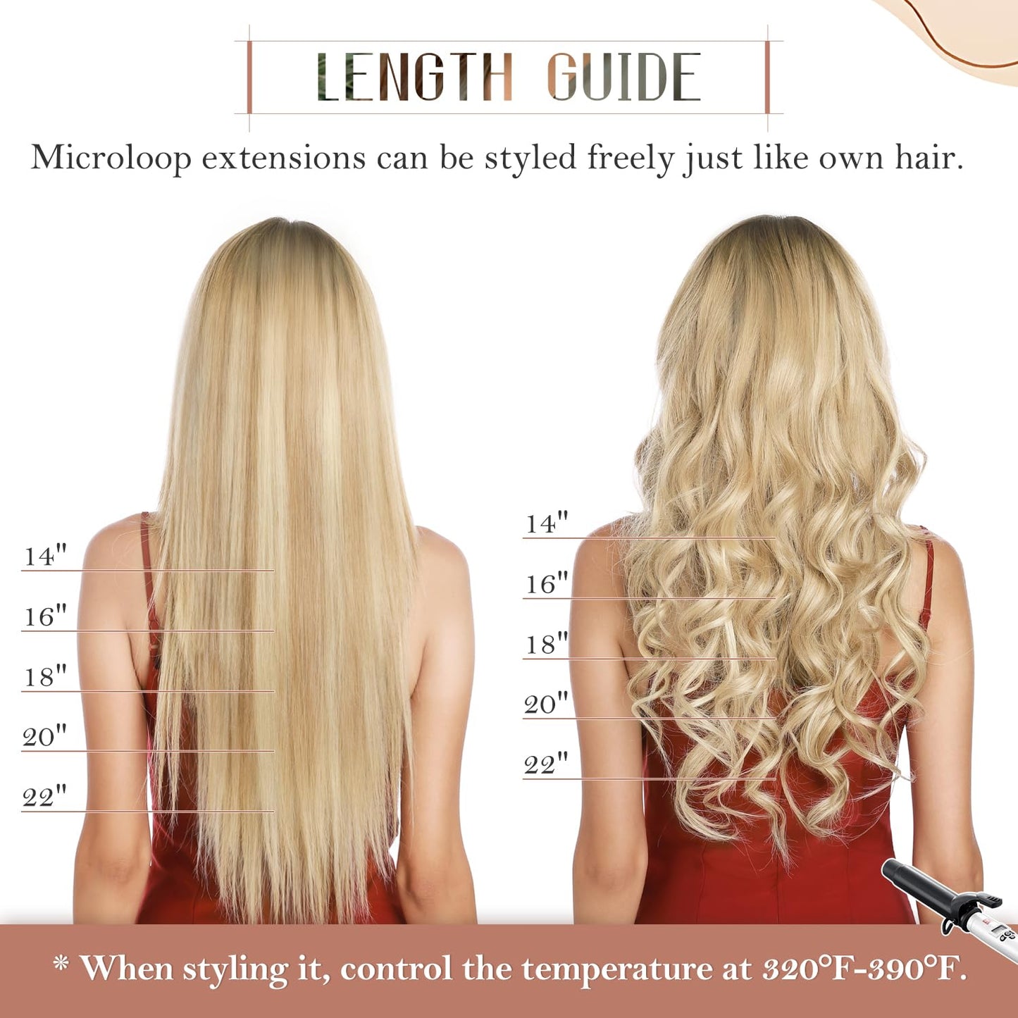 TESSHAIR Micro Loop Hair Extensions, 100% Remy Human Hair, Microlink Extensions, No Tangle & Smooth, 50 Strands 50g, 16 Inch #Blonde & Bleach Blonde