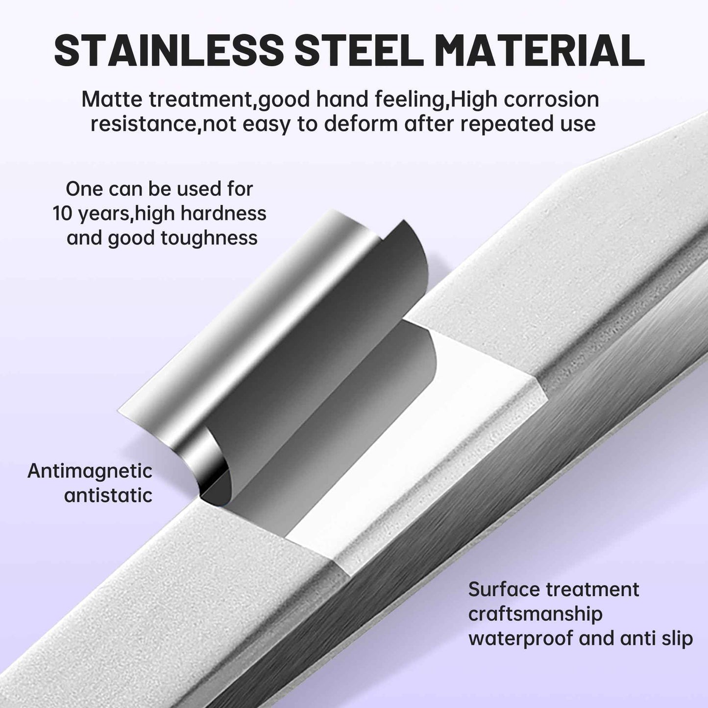 Natuhana High Precision Lash Tweezers for Individual and Volume Eyelash Extensions Premium Stainless Steel Curved Fiber Tip Professional Isolation Tweezer