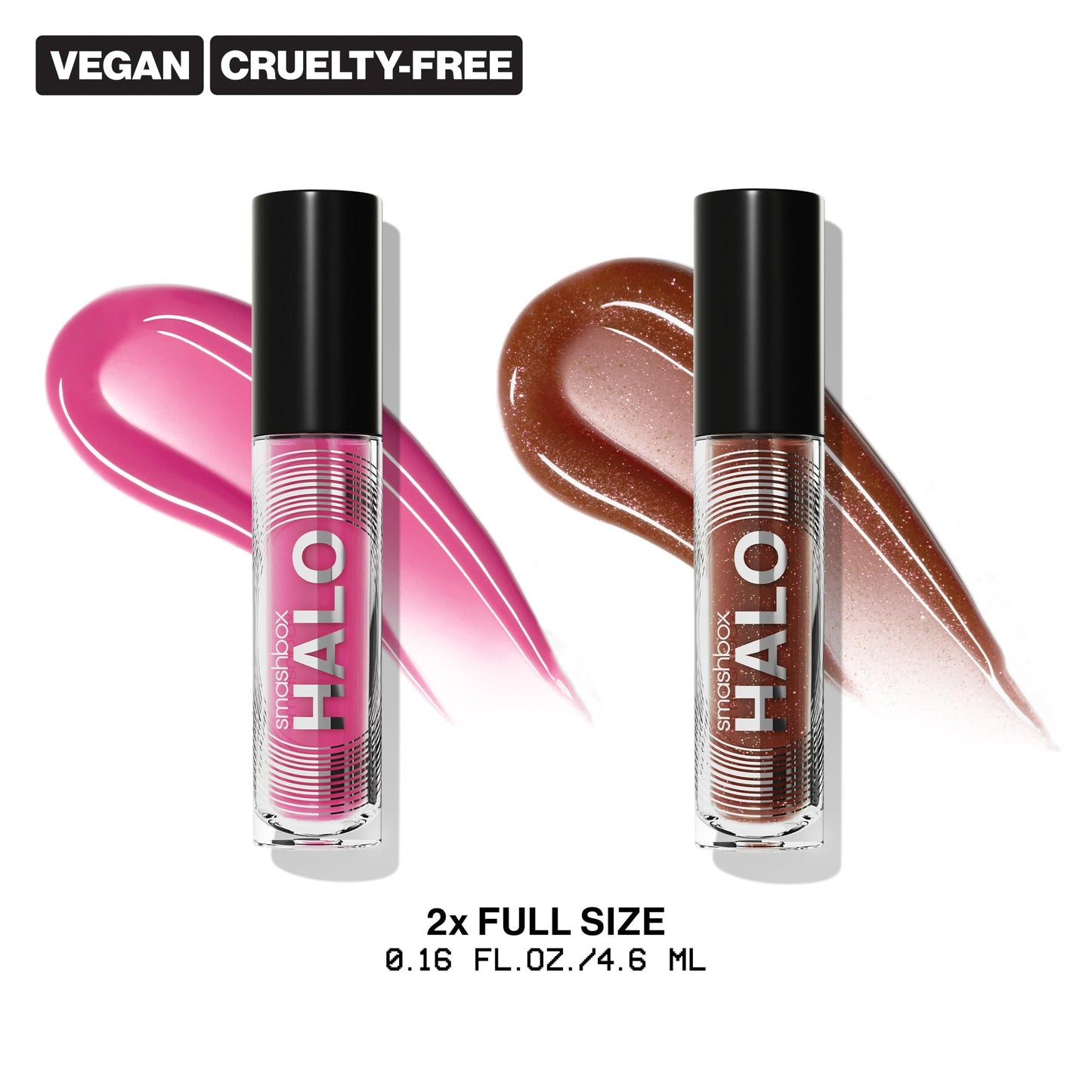 Smashbox Halo Lip Gloss Duo | Full Size, Non-Sticky, Hydrating & Plumping Lip Gloss Gift Set | Hyaluronic Acid and Vitamins C + E