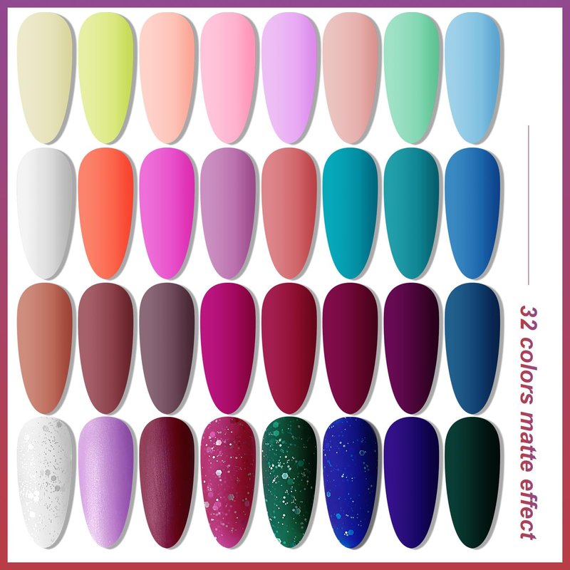 Gel Nail Polish Kit - 32 Colors with UV Light | Soak Off Nail Art Set for DIY Manicure