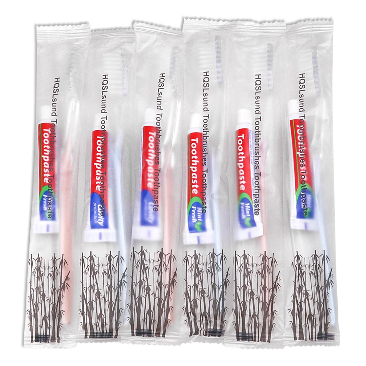 HQSLsund 100 pcs Disposable Toothbrushes with Toothpaste, 2 Color Toothbrushes and Toothpaste 10g, Bulk for Homeless, Airbnb, Hotel